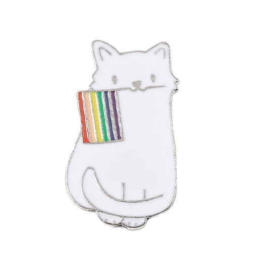 Pin Katze mit Regenbogenflagge